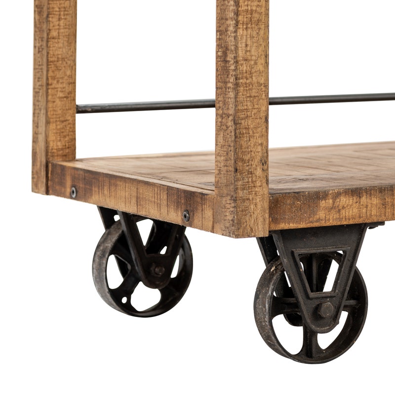 Crestview Collection Winslow Mango and Metal Wheeled Bookshelf CVFNR5041