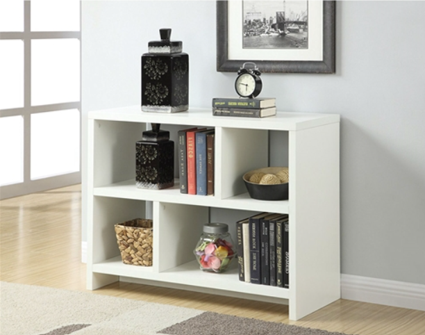 White 2-Shelf Modern Bookcase Console Table