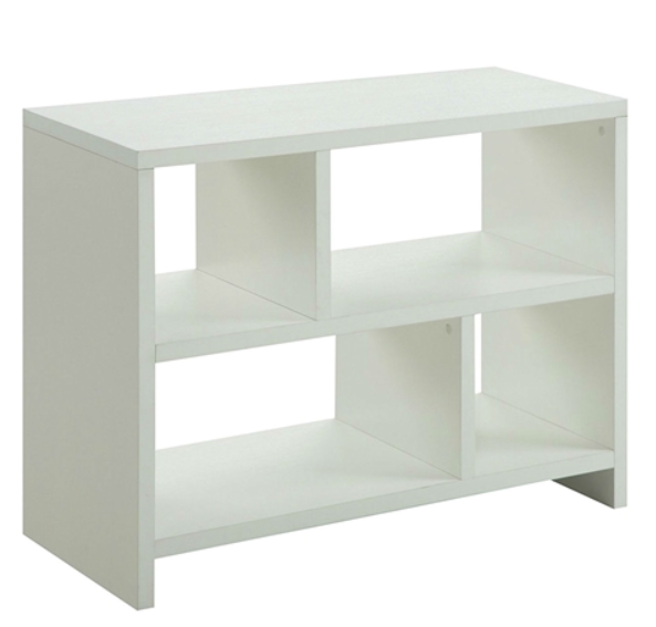 White 2-Shelf Modern Bookcase Console Table