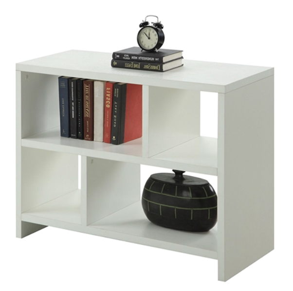 White 2-Shelf Modern Bookcase Console Table