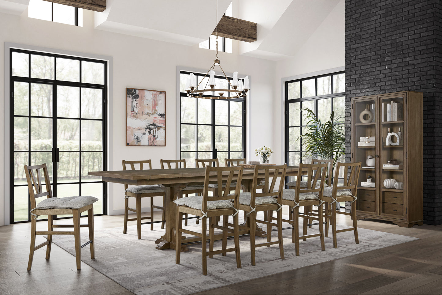 I Home Furnishings - Victoria Tall Display Cabinet - Almond