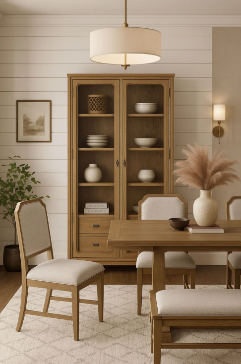 I Home Furnishings - Victoria Tall Display Cabinet - Cashew