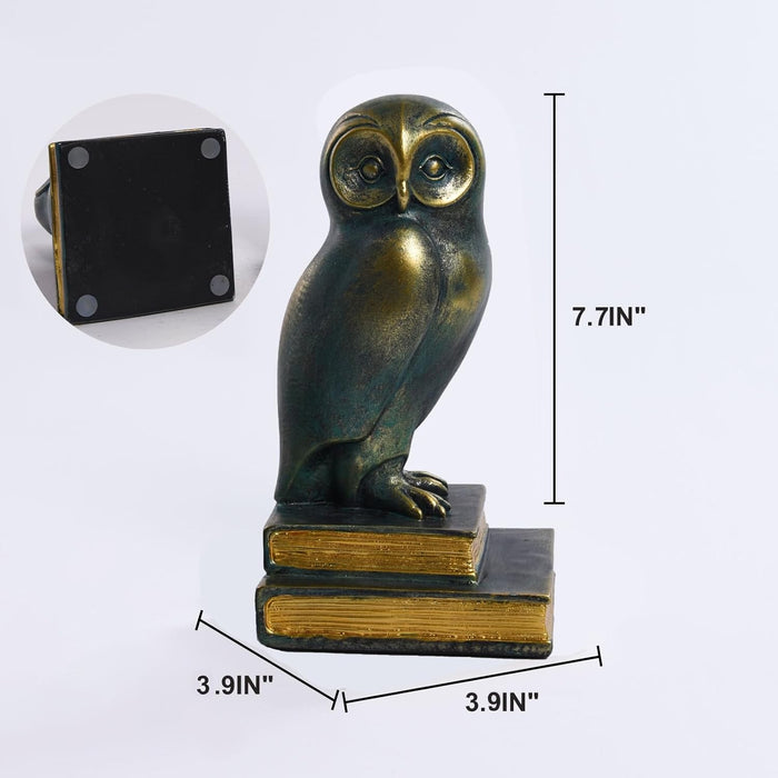 Owl Decorative Book Ends for Shelves - with Anti-Slip Base