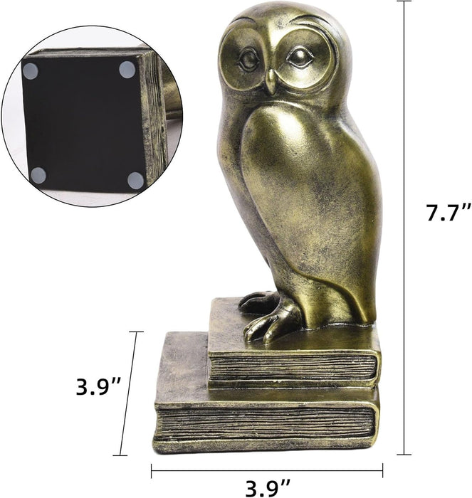 Owl Decorative Book Ends for Shelves - with Anti-Slip Base