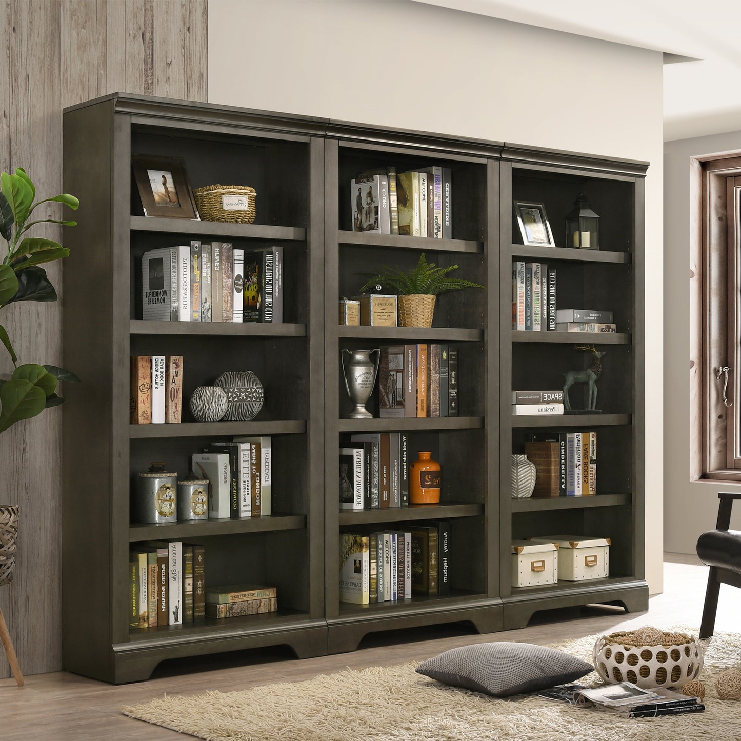 Intercon - San Mateo 72" Bunching Bookcase | Gray - SM-HO-7232B-GRY-C