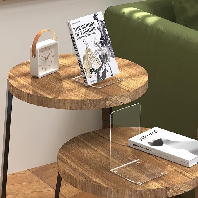 Acrylic Bookends 4 Pcs, Clear Book Ends for Shelves, Book Stoppers for Heavy Duty Books, CD, File, Video Games