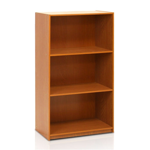Modern 3-Shelf Bookcase in Light Cherry Wood Finish