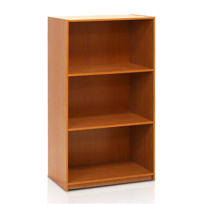 Modern 3-Shelf Bookcase in Light Cherry Wood Finish