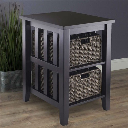 Espresso 3 Tier Bookcase | Accent Table with 2 Storage