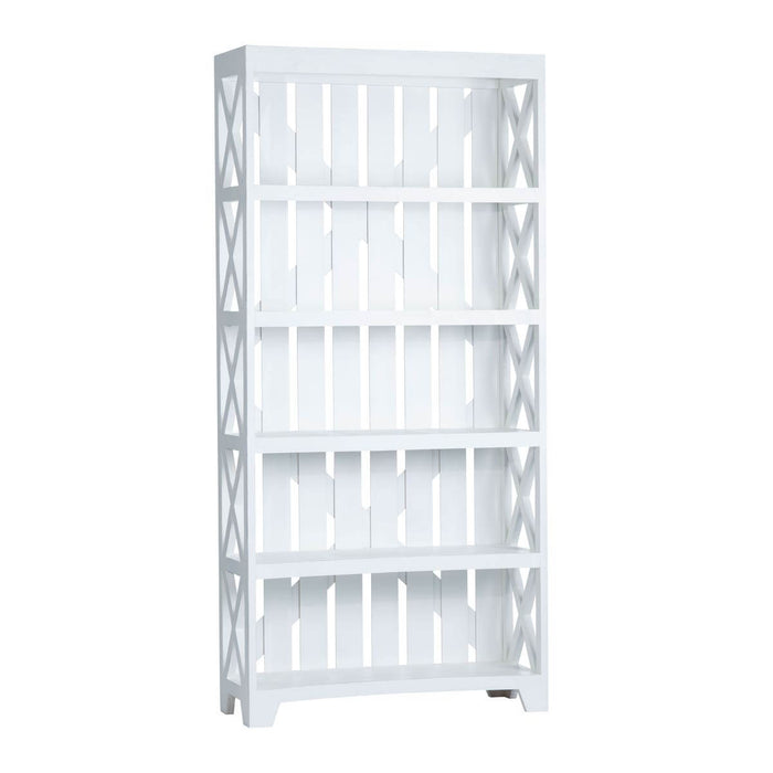Crestview Collection Brambleton Rustic White Bookcase - 5 Spacious Shelves, Elegant Painted Finish - CVFMR2250