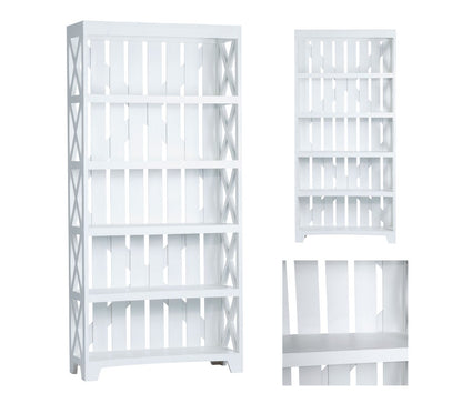 Crestview Collection Brambleton Rustic White Bookcase - 5 Spacious Shelves, Elegant Painted Finish - CVFMR2250