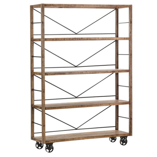 Crestview Collection Winslow Mango and Metal Wheeled Bookshelf CVFNR5041