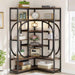 Industrial Corner Metal Wood Bookcase