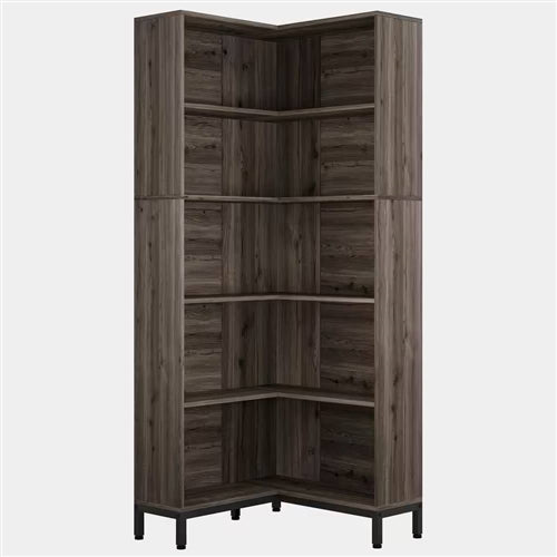Corner Bookcase Dark Gray 71-Inch