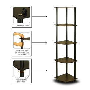 5-Tier Corner Display Shelf Bookcase
