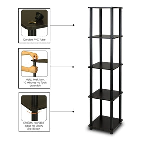 5-Tier Square Corner Display Shelf Bookcase