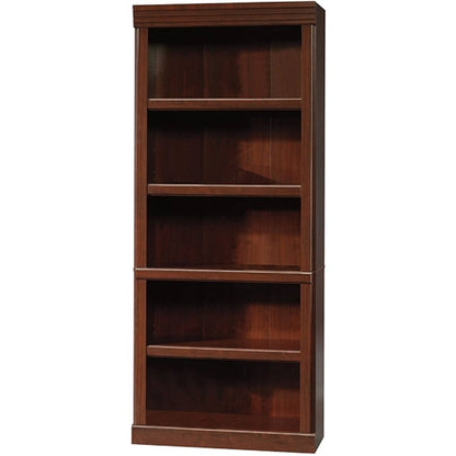 71-Inch High 5-Shelf Wooden Bookcase in Cherry Finish