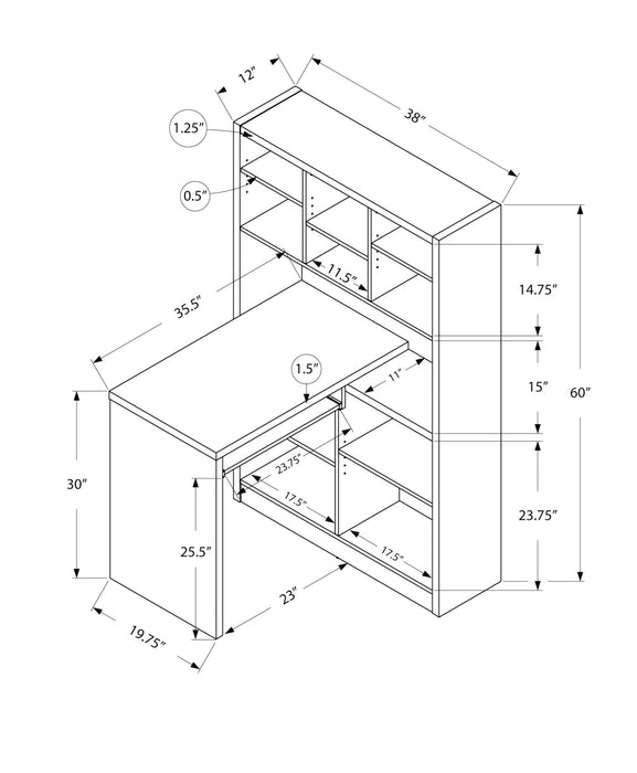 Computer Desk, Home Office, Bookcase, Corner, Storage Shelves, Left, Right Set-up, L Shape, Work, Laptop, Brown Laminate, Contemporary, Modern