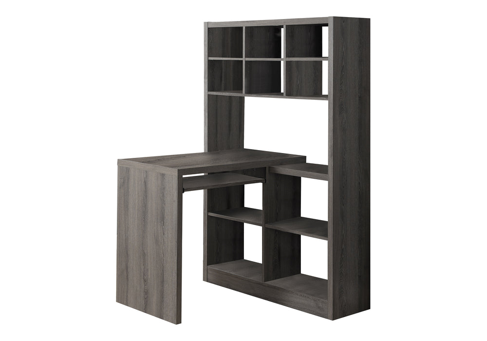 Computer Desk, Home Office, Bookcase, Corner, Storage Shelves, Left, Right Set-up, L Shape, Work, Laptop, Brown Laminate, Contemporary, Modern