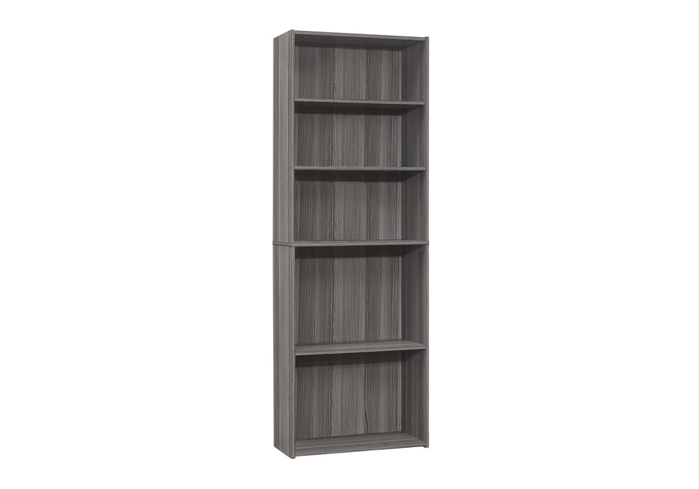 Bookshelf, Bookcase, 6 Tier, 72"H, Office, Bedroom, Grey Laminate, Transitional