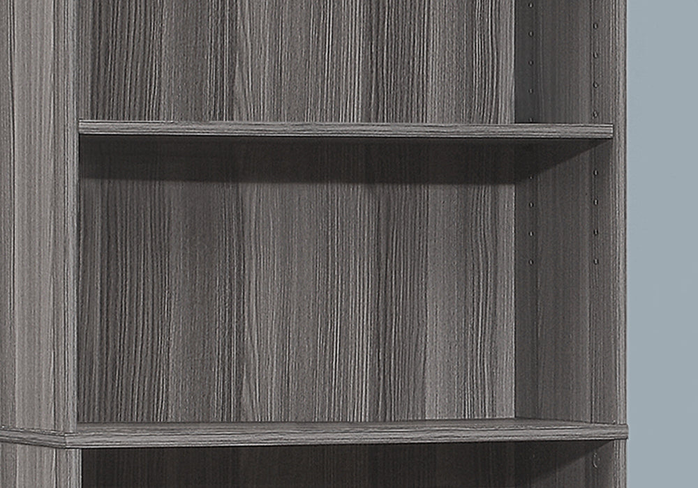 Bookshelf, Bookcase, 6 Tier, 72"H, Office, Bedroom, Grey Laminate, Transitional