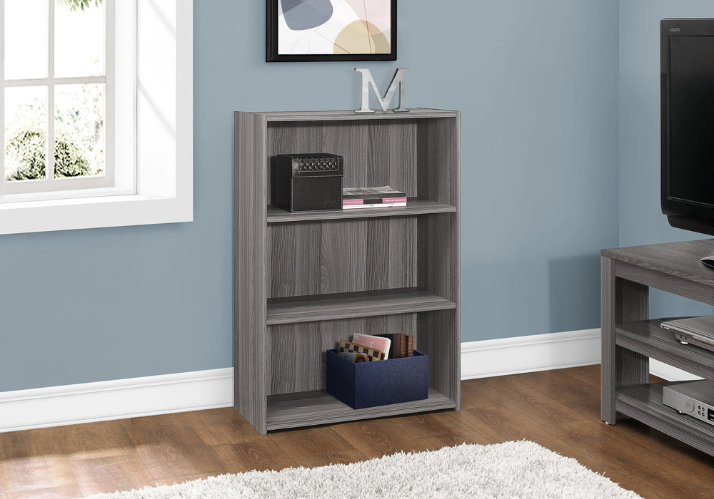Bookshelf, Bookcase, 4 Tier, 36"H, Office, Bedroom, Grey Laminate, Transitional