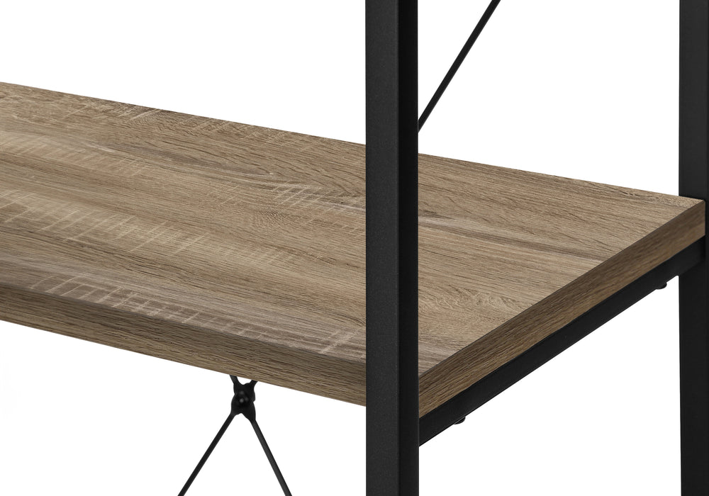 Bookshelf, Bookcase, 4 Tier, 48"H, Office, Bedroom, Brown Laminate, Black Metal, Contemporary, Modern