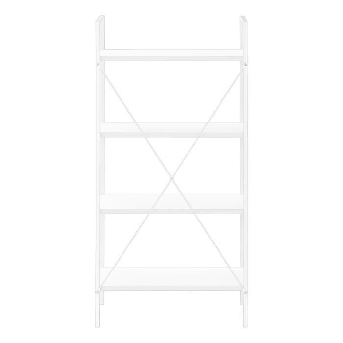 Bookshelf, Bookcase, 4 Tier, 48"H, Office, Bedroom, White Laminate, White Metal, Contemporary, Modern
