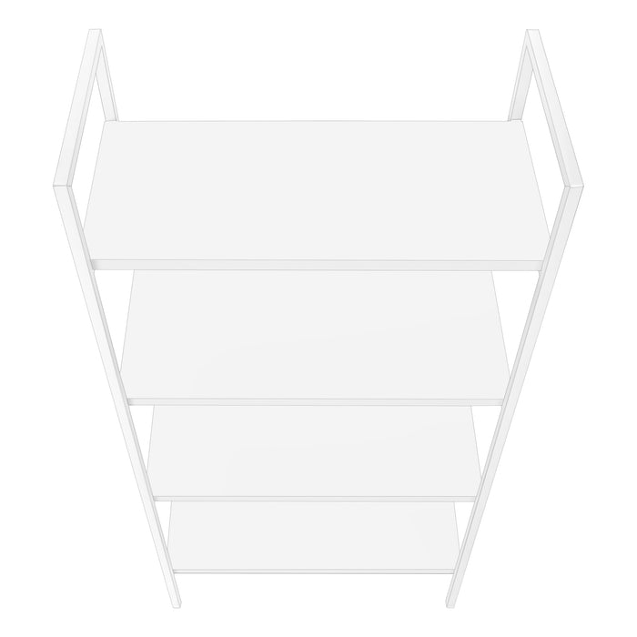 Bookshelf, Bookcase, 4 Tier, 48"H, Office, Bedroom, White Laminate, White Metal, Contemporary, Modern