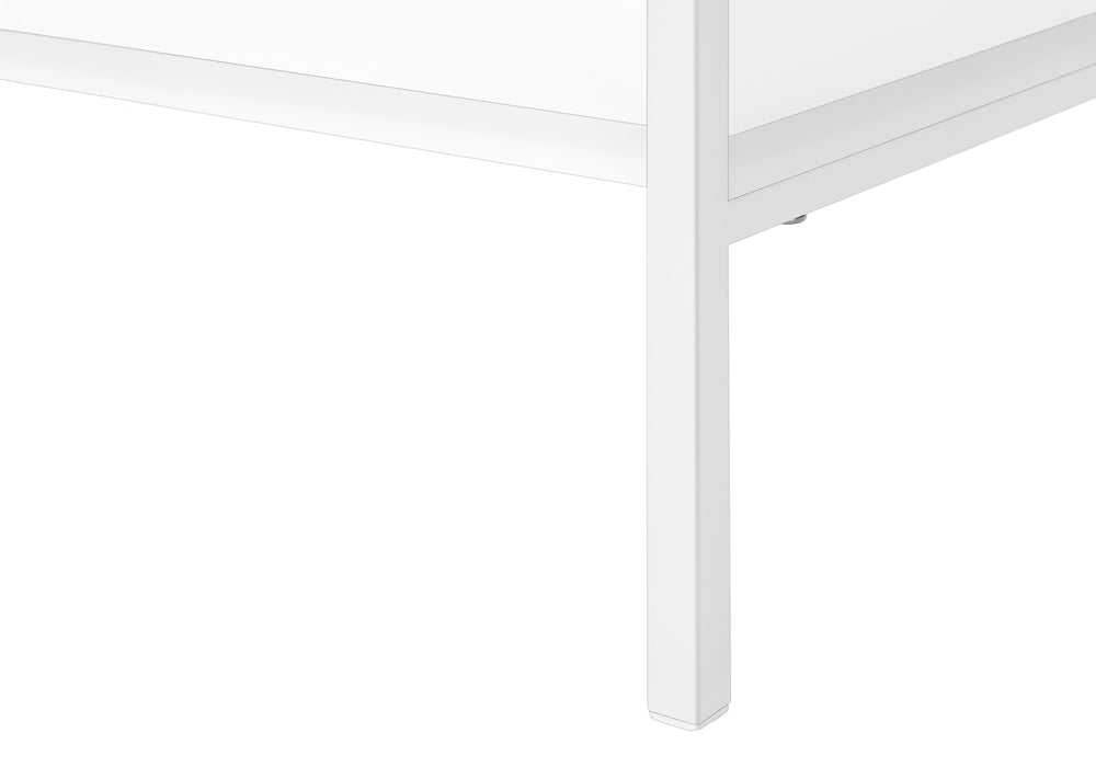 Bookshelf, Bookcase, 4 Tier, 48"H, Office, Bedroom, White Laminate, White Metal, Contemporary, Modern