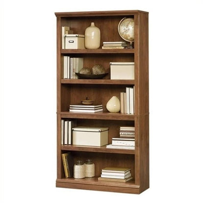 5-Shelf Bookcase in Medium Brown Oak Finish for Storage