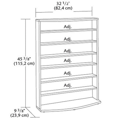 Contemporary 6-Shelf Brown Bookcase Multimedia Storage Tower