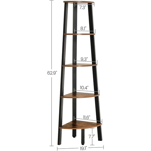 Brown Black Corner Bookcase