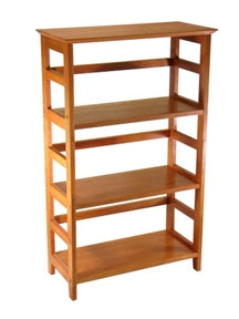 4-Tier Wood Bookcase in Honey Finish for Storage and Display