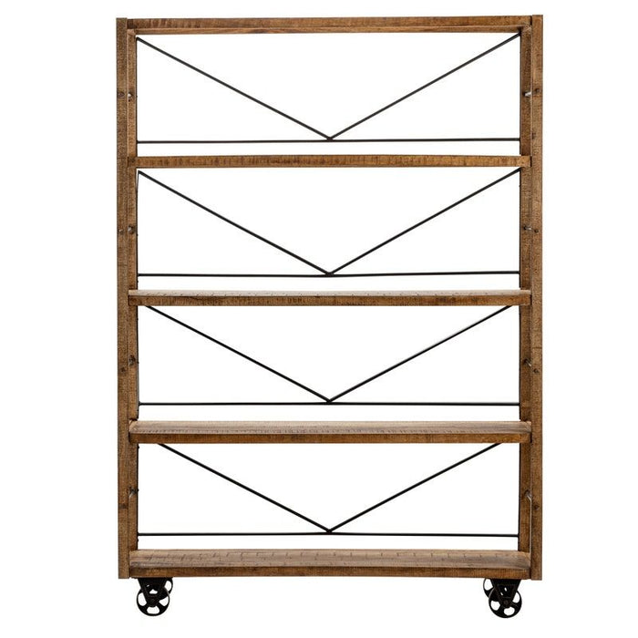 Crestview Collection Winslow Mango and Metal Wheeled Bookshelf CVFNR5041