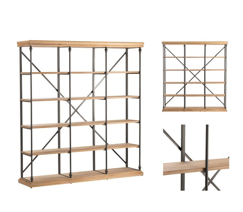 Crestview Collection 3-Section La Salle Metal and Wood Bookshelf CVFZR4090