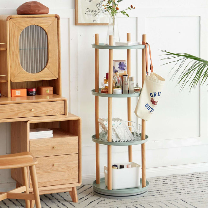 Storage Rotating Bookshelf, 4 Tier Bookcase / Large-Capacity Storage Space, Multifunctional Storage Rack, Compact Design, For Living Room, Bedroom, Study Room, Kitchen