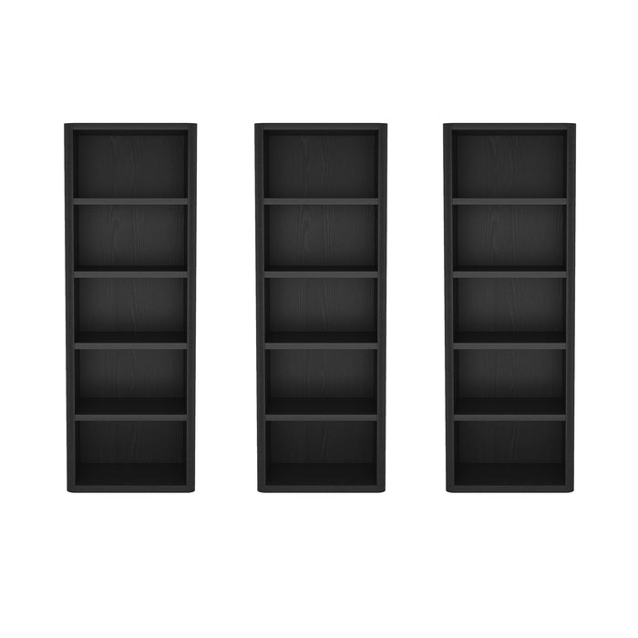 Rivington Modern 28" Open Bookcase in Black - Set of 3