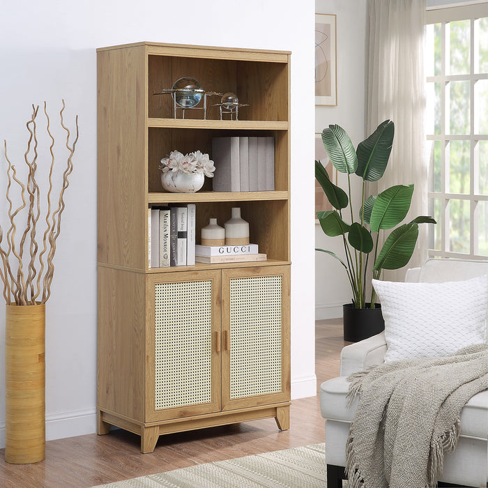 Sheridan Mid-Century Modern 31" Bookcase Cabinet in Natural (7-Shelf)
