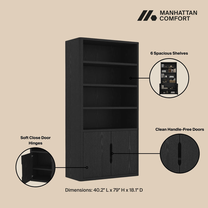 Rivington Modern 40" Bookcase Cabinet in Black - Set of 3