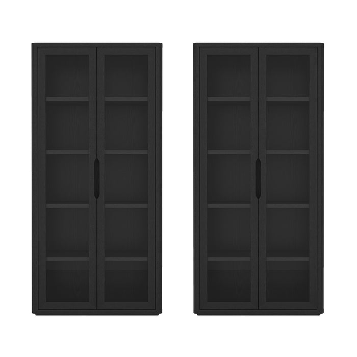 Rivington Modern 38" Bookcase Cabinet in Black - Set of 2