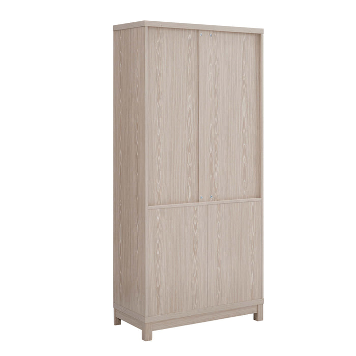 Jodie Mid-Century Modern 31" Bookcase Cabinet in Whitewashed Oak (6-Shelf) - Set of 3