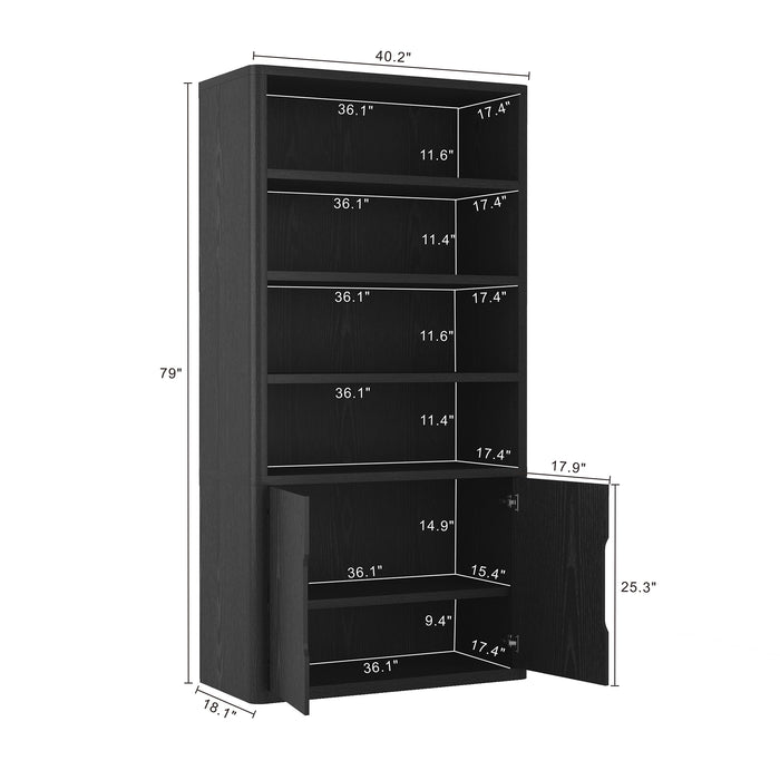 Rivington Modern 40" Bookcase Cabinet in Black - Set of 3