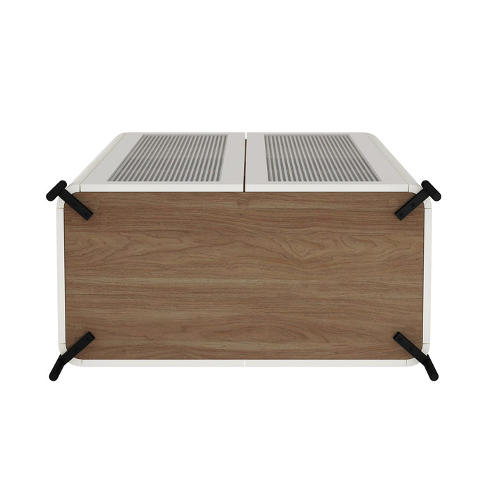 Abbey Modern 2-Piece Buffet and Bookcase in Maple and Off White