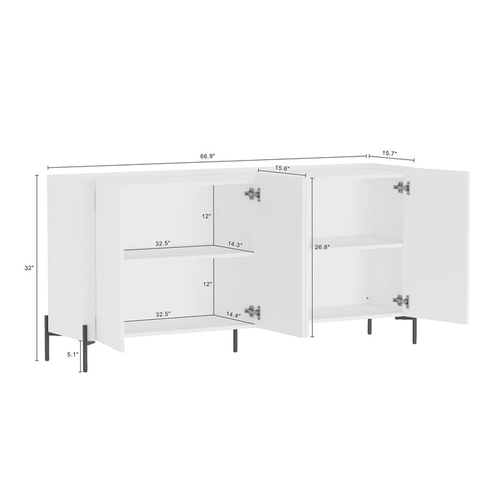 Abbey Modern 2-Piece Buffet and Bookcase in White