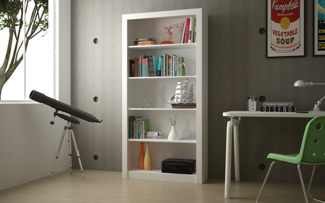 Olinda Mid-Century Modern 36" Open Bookcase in White (5-Shelf)