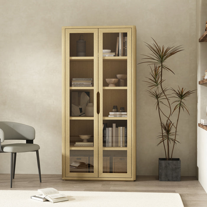 Rivington Modern 38" Bookcase Cabinet in Natural Oak