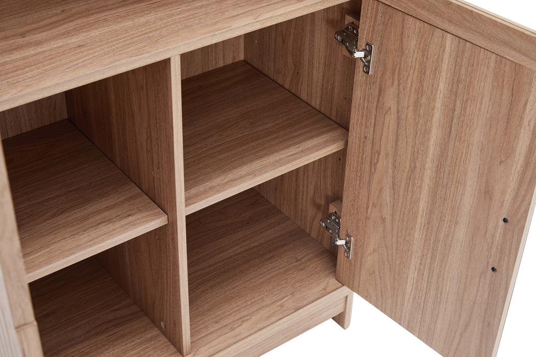 Jodie Mid-Century Modern 31" Bookcase Cabinet in Maple (6-Shelf) - Set of 2