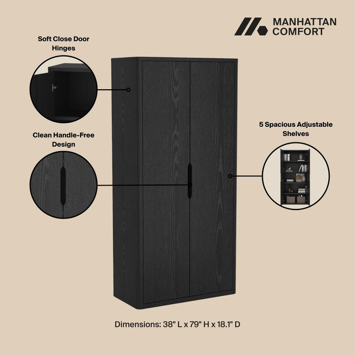 Rivington Modern 38" Bookcase Cabinet in Black - Set of 2