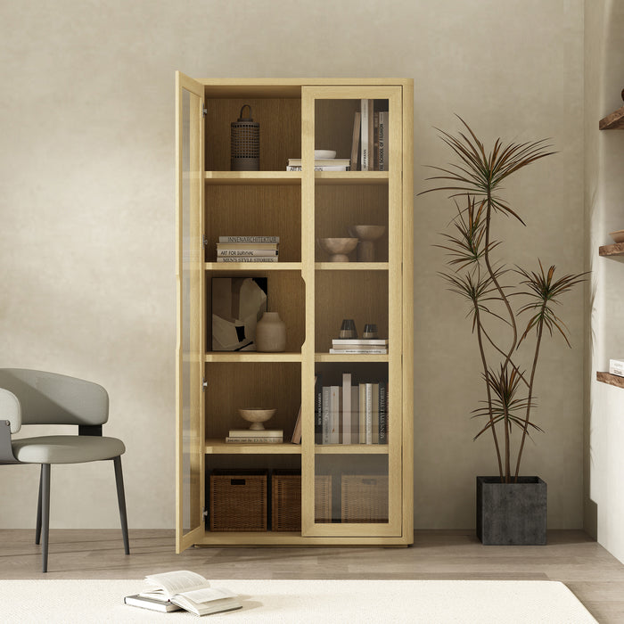 Rivington Modern 38" Bookcase Cabinet in Natural Oak